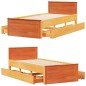 vidaXL Massivholzbett ohne Matratze mit Kopfteil Wachsbraun 90x190 cm vidaXL Massivholzbett ohne Matratze mit Kopfteil Wachsbraun 90x190 cm
