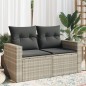 vidaXL Gartensofa mit Kissen 2-Sitzer Hellgrau Poly Rattan vidaXL Gartensofa mit Kissen 2-Sitzer Hellgrau Poly Rattan