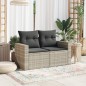vidaXL Gartensofa mit Kissen 2-Sitzer Hellgrau Poly Rattan vidaXL Gartensofa mit Kissen 2-Sitzer Hellgrau Poly Rattan