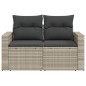 vidaXL Gartensofa mit Kissen 2-Sitzer Hellgrau Poly Rattan vidaXL Gartensofa mit Kissen 2-Sitzer Hellgrau Poly Rattan