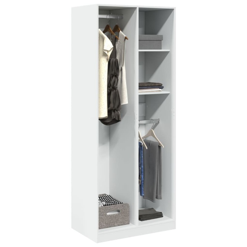 vidaXL Kleiderschrank Weiß 80x50x200 cm Holzwerkstoff vidaXL Kleiderschrank Weiß 80x50x200 cm Holzwerkstoff