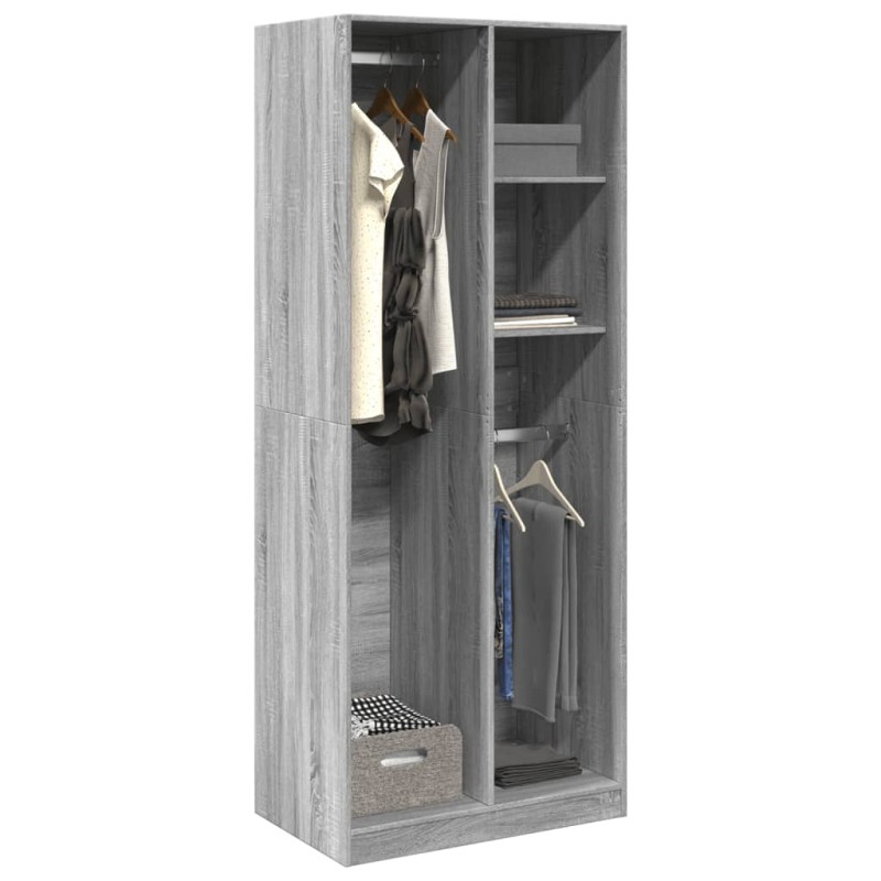 vidaXL Kleiderschrank Grau Sonoma 80x50x200 cm Holzwerkstoff vidaXL Kleiderschrank Grau Sonoma 80x50x200 cm Holzwerkstoff