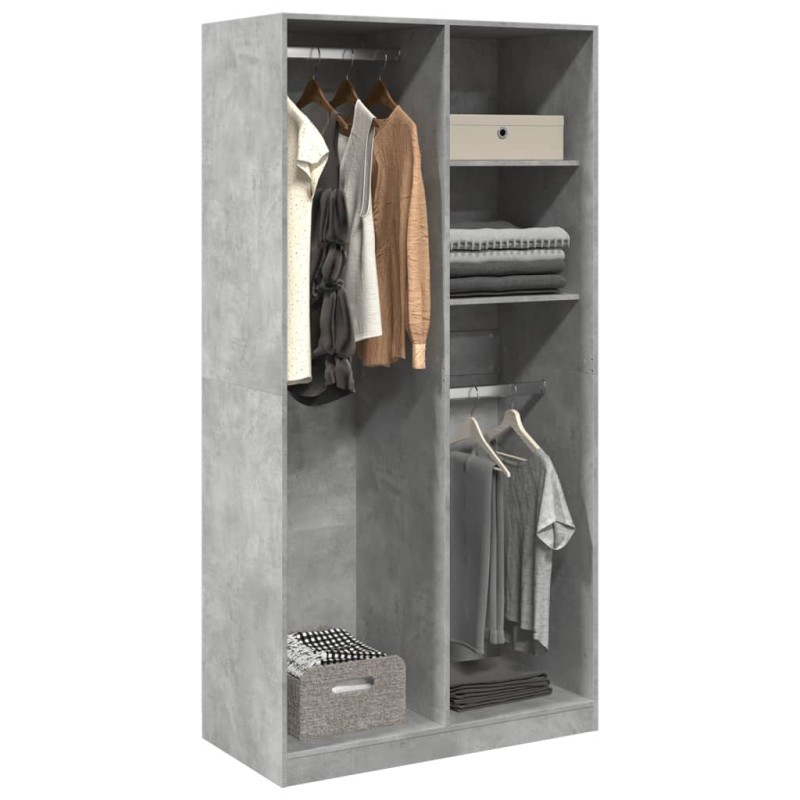 vidaXL Kleiderschrank Betongrau 100x50x200 cm Holzwerkstoff vidaXL Kleiderschrank Betongrau 100x50x200 cm Holzwerkstoff