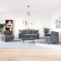 vidaXL 3-tlg. Sofagarnitur mit Kissen und Nackenrollen Dunkelgrau Samt vidaXL 3-tlg. Sofagarnitur mit Kissen und Nackenrollen Dunkelgrau Samt