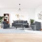 vidaXL 4-tlg. Sofagarnitur mit Kissen und Nackenrollen Dunkelgrau Samt vidaXL 4-tlg. Sofagarnitur mit Kissen und Nackenrollen Dunkelgrau Samt