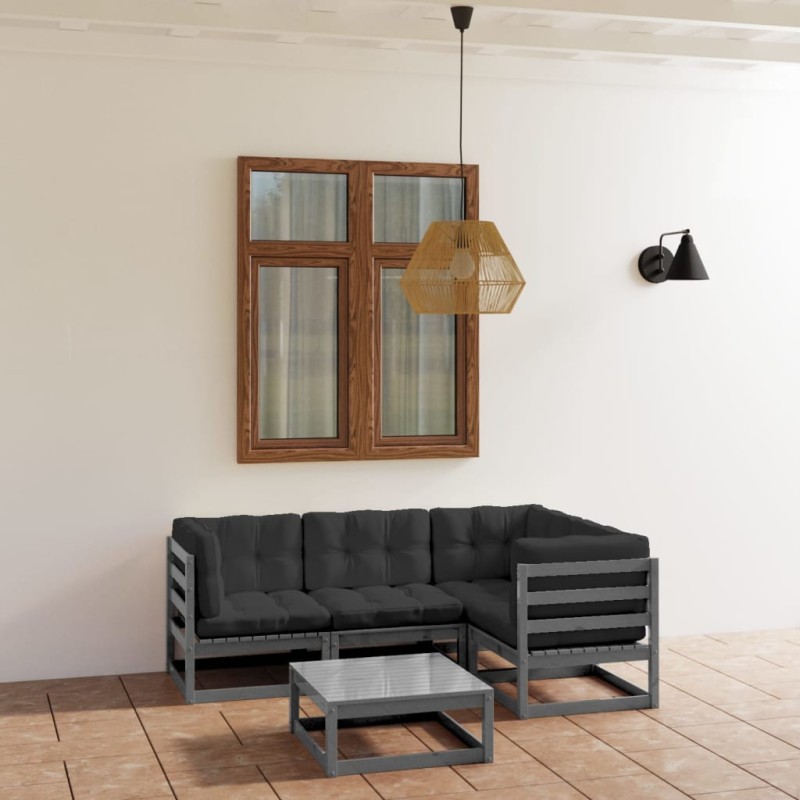 5-tlg. Garten-Lounge-Set mit Kissen Kiefer Massivholz 5-tlg. Garten-Lounge-Set mit Kissen Kiefer Massivholz