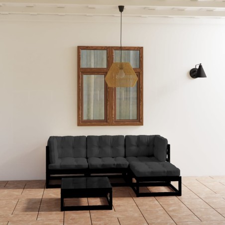 vidaXL 5-tlg. Garten-Lounge-Set mit Kissen Massivholz Kiefer