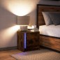 vidaXL Nachttisch mit LED-Leuchten Räuchereiche Holzwerkstoff vidaXL Nachttisch mit LED-Leuchten Räuchereiche Holzwerkstoff