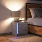 vidaXL Nachttisch mit LED-Leuchten Grau Sonoma Holzwerkstoff vidaXL Nachttisch mit LED-Leuchten Grau Sonoma Holzwerkstoff