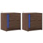 vidaXL Nachttische mit LED-Leuchten 2 Stk. Braun Eiche Holzwerkstoff vidaXL Nachttische mit LED-Leuchten 2 Stk. Braun Eiche Holzwerkstoff