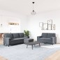 vidaXL 3-tlg. Sofagarnitur mit Kissen und Nackenrollen Dunkelgrau Samt vidaXL 3-tlg. Sofagarnitur mit Kissen und Nackenrollen Dunkelgrau Samt