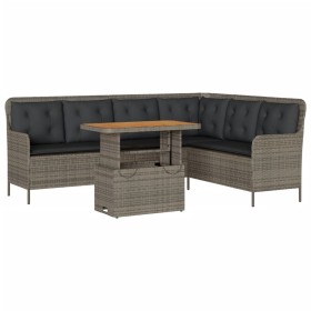 vidaXL 2-tlg. Garten-Sofagarnitur mit Auflagen Poly Rattan Grau