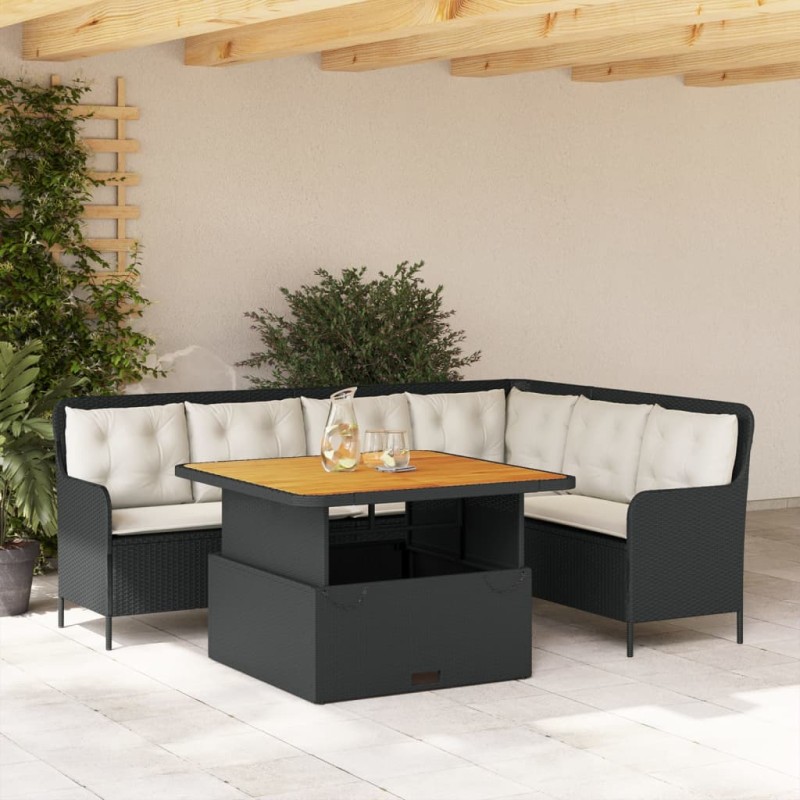 vidaXL 2-tlg. Garten-Sofagarnitur mit Auflagen Schwarz Poly Rattan vidaXL 2-tlg. Garten-Sofagarnitur mit Auflagen Schwarz Poly Rattan