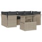 vidaXL 7-tlg. Garten-Sofagarnitur mit Kissen Hellgrau Poly Rattan vidaXL 7-tlg. Garten-Sofagarnitur mit Kissen Hellgrau Poly Rattan