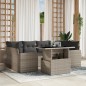 vidaXL 7-tlg. Garten-Sofagarnitur mit Kissen Hellgrau Poly Rattan vidaXL 7-tlg. Garten-Sofagarnitur mit Kissen Hellgrau Poly Rattan