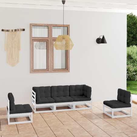 vidaXL 5-tlg. Garten-Lounge-Set mit Kissen Kiefer Massivholz