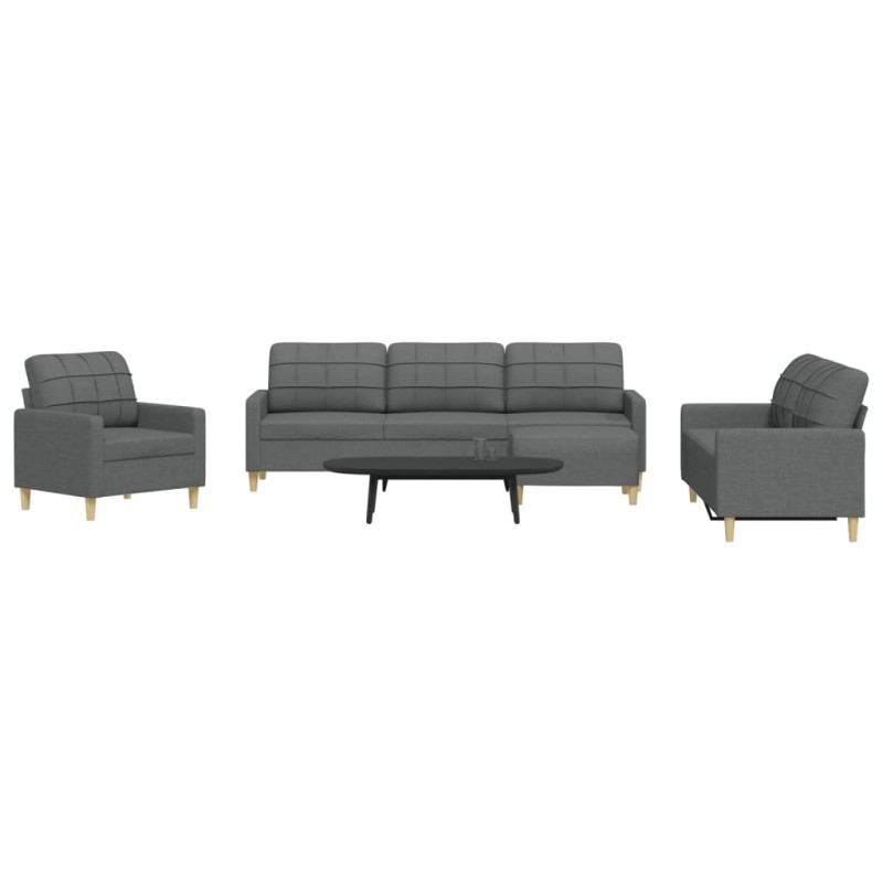 vidaXL 4-tlg. Sofagarnitur mit Fußhocker Dunkelgrau Stoff vidaXL 4-tlg. Sofagarnitur mit Fußhocker Dunkelgrau Stoff