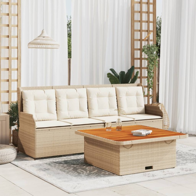 vidaXL 3-tlg. Garten-Sofagarnitur mit Kissen Beige Poly Rattan vidaXL 3-tlg. Garten-Sofagarnitur mit Kissen Beige Poly Rattan