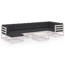 8-tlg. Garten-Lounge-Set mit Kissen Kiefer Massivholz