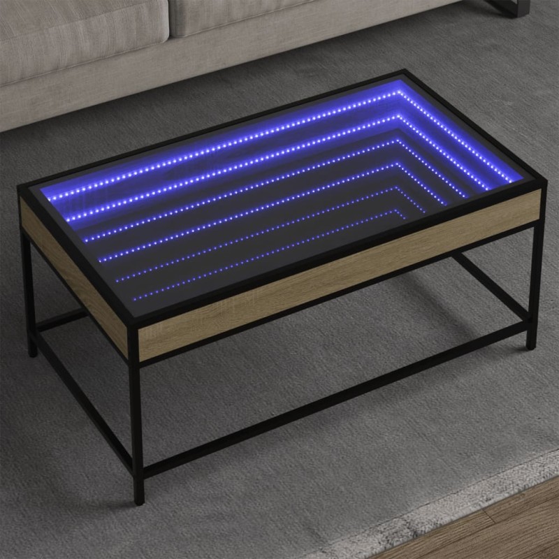 vidaXL Couchtisch mit Infinity-LED Sonoma-Eiche 90x50x41 cm vidaXL Couchtisch mit Infinity-LED Sonoma-Eiche 90x50x41 cm