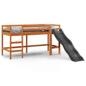 vidaXL Kinderhochbett ohne Matratze Braun 80x200 cm Massivholz Kiefer