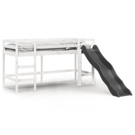 vidaXL Kinderhochbett ohne Matratze Weiß 90x200 cm Massivholz Kiefer
