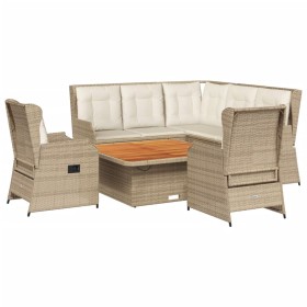 vidaXL 6-tlg. Garten-Lounge-Set mit Kissen Beige Poly Rattan