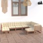 9-tlg. Garten-Lounge-Set Kissen Honigbraun Kiefer Massivholz 9-tlg. Garten-Lounge-Set Kissen Honigbraun Kiefer Massivholz