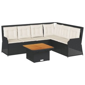 vidaXL 5-tlg. Garten-Lounge-Set mit Kissen Schwarz Poly Rattan