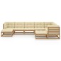 9-tlg. Garten-Lounge-Set Kissen Honigbraun Kiefer Massivholz 9-tlg. Garten-Lounge-Set Kissen Honigbraun Kiefer Massivholz