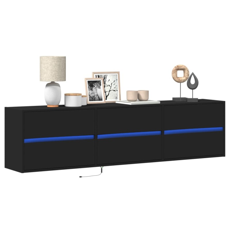 vidaXL TV-Wandschrank mit LED Schwarz 180x31x45 cm vidaXL TV-Wandschrank mit LED Schwarz 180x31x45 cm