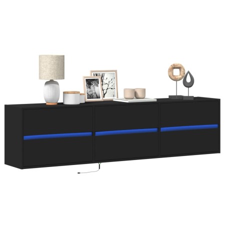 vidaXL TV-Wandschrank mit LED Schwarz 180x31x45 cm
