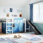 vidaXL Kinderhochbett mit Vorhängen Blau 80x200 cm Massivholz Kiefer vidaXL Kinderhochbett mit Vorhängen Blau 80x200 cm Massivholz Kiefer