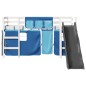 vidaXL Kinderhochbett mit Vorhängen Blau 80x200 cm Massivholz Kiefer vidaXL Kinderhochbett mit Vorhängen Blau 80x200 cm Massivholz Kiefer