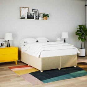 vidaXL Bettgestell ohne Matratze Creme 160x200 cm Stoff