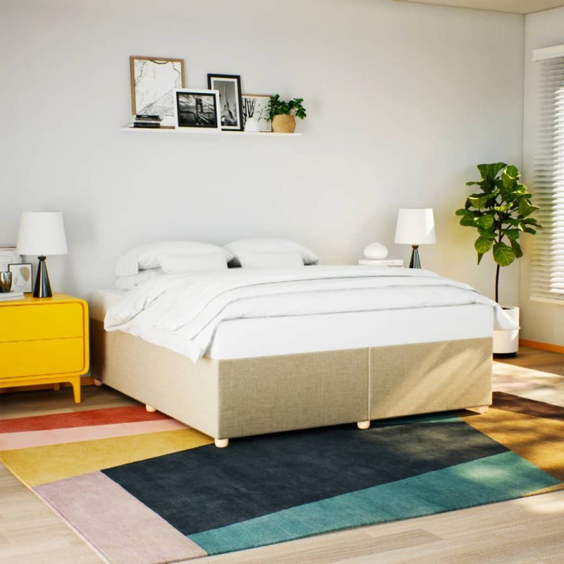 vidaXL Bettgestell ohne Matratze Creme 200x200 cm Stoff vidaXL Bettgestell ohne Matratze Creme 200x200 cm Stoff