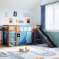 vidaXL Kinderhochbett mit Vorhängen Blau 90x200 cm Massivholz Kiefer vidaXL Kinderhochbett mit Vorhängen Blau 90x200 cm Massivholz Kiefer