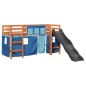 vidaXL Kinderhochbett mit Vorhängen Blau 90x200 cm Massivholz Kiefer vidaXL Kinderhochbett mit Vorhängen Blau 90x200 cm Massivholz Kiefer