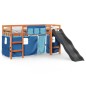 vidaXL Kinderhochbett mit Vorhängen Blau 90x200 cm Massivholz Kiefer vidaXL Kinderhochbett mit Vorhängen Blau 90x200 cm Massivholz Kiefer