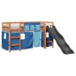 vidaXL Kinderhochbett mit Vorhängen Blau 90x200 cm Massivholz Kiefer vidaXL Kinderhochbett mit Vorhängen Blau 90x200 cm Massivholz Kiefer
