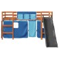 vidaXL Kinderhochbett mit Vorhängen Blau 90x200 cm Massivholz Kiefer vidaXL Kinderhochbett mit Vorhängen Blau 90x200 cm Massivholz Kiefer