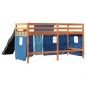 vidaXL Kinderhochbett mit Vorhängen Blau 90x200 cm Massivholz Kiefer vidaXL Kinderhochbett mit Vorhängen Blau 90x200 cm Massivholz Kiefer
