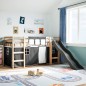 vidaXL Kinderhochbett mit Vorhängen Weiß Schwarz 90x190 cm Kiefernholz vidaXL Kinderhochbett mit Vorhängen Weiß Schwarz 90x190 cm Kiefernholz