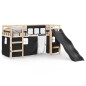 vidaXL Kinderhochbett mit Vorhängen Weiß Schwarz 90x190 cm Kiefernholz vidaXL Kinderhochbett mit Vorhängen Weiß Schwarz 90x190 cm Kiefernholz