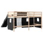 vidaXL Kinderhochbett mit Vorhängen Weiß Schwarz 90x190 cm Kiefernholz vidaXL Kinderhochbett mit Vorhängen Weiß Schwarz 90x190 cm Kiefernholz