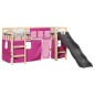 vidaXL Kinderhochbett mit Vorhängen Rosa 90x200 cm Massivholz Kiefer vidaXL Kinderhochbett mit Vorhängen Rosa 90x200 cm Massivholz Kiefer
