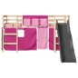 vidaXL Kinderhochbett mit Vorhängen Rosa 90x200 cm Massivholz Kiefer vidaXL Kinderhochbett mit Vorhängen Rosa 90x200 cm Massivholz Kiefer