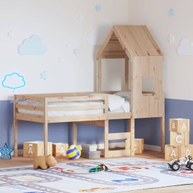 vidaXL Hochbett mit Dach 90x200 cm Massivholz Kiefer