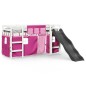 vidaXL Kinderhochbett mit Vorhängen Rosa 90x190 cm Massivholz Kiefer vidaXL Kinderhochbett mit Vorhängen Rosa 90x190 cm Massivholz Kiefer