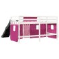 vidaXL Kinderhochbett mit Vorhängen Rosa 90x190 cm Massivholz Kiefer vidaXL Kinderhochbett mit Vorhängen Rosa 90x190 cm Massivholz Kiefer